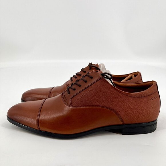 Aldo Stan Oxford Dress Shoes Size 9.5 Tan Cap Toe Lace Up Leather Upper main image 6